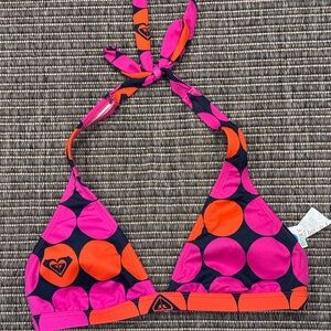 Roxy Pink and Orange Polka Dot Bikini Top